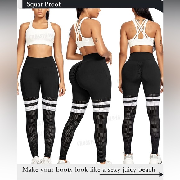 Seamless Stripe Colorblock High Waist Stretchy Butt Lift Leggings - Picture 5 of 15